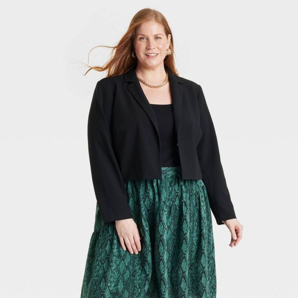 Women's Cropped Blazer - Ava & Viv Black XXL